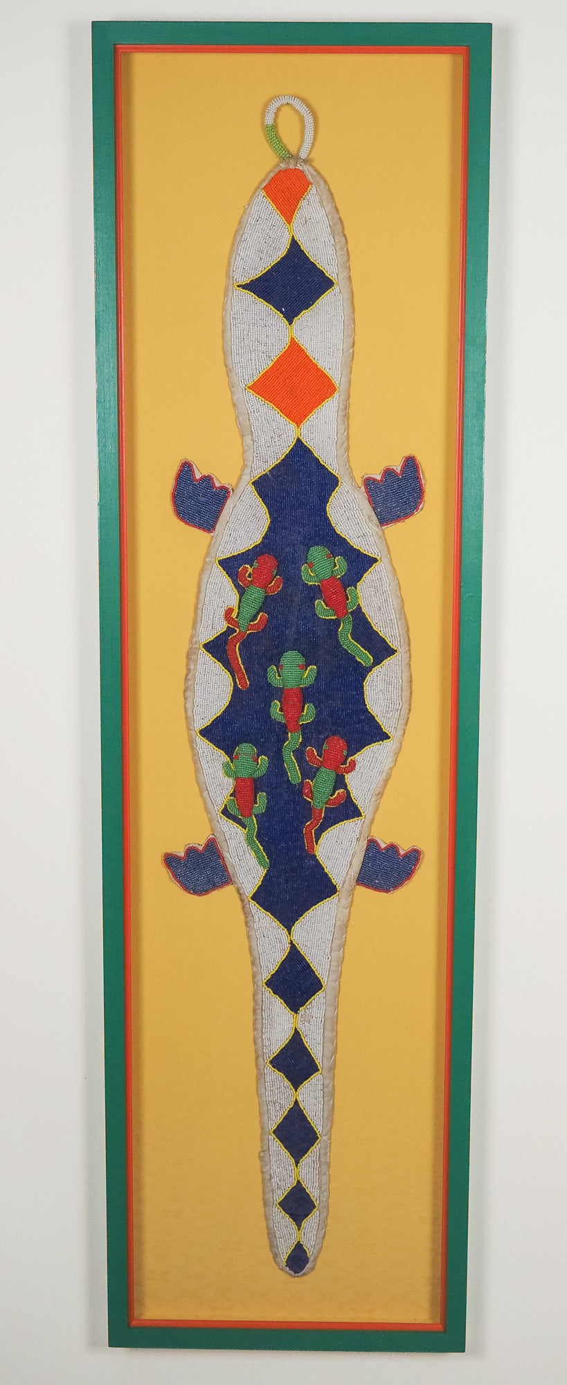 Namibia: beaded crocodile wall hanging (framed)