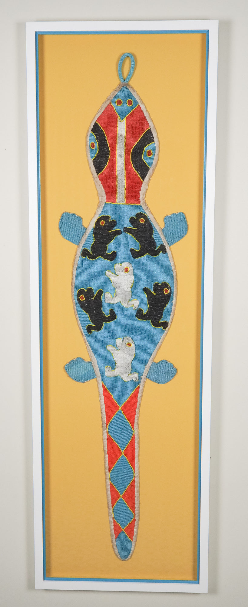Namibia: beaded gecko wall hanging (framed)