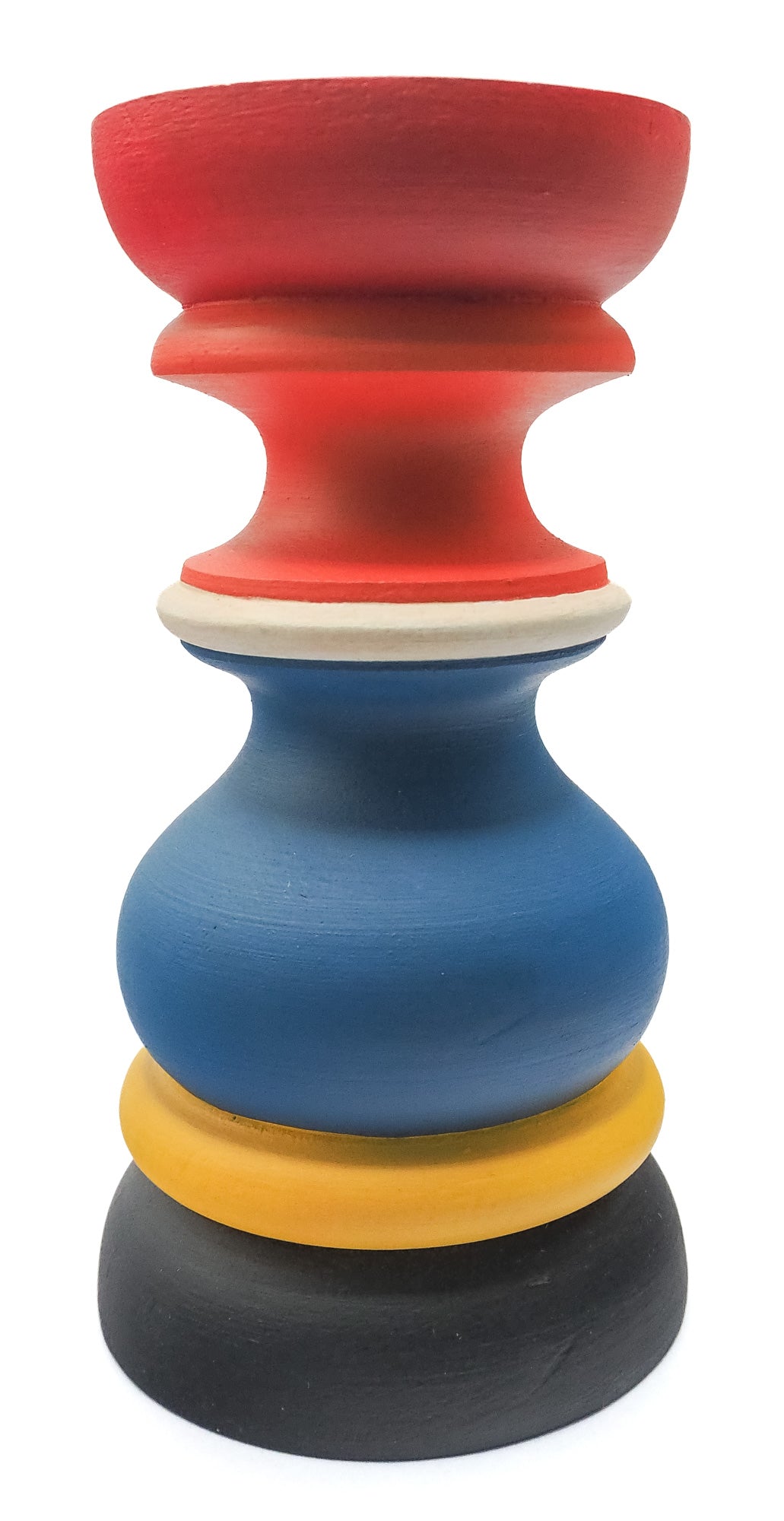 Sri Lanka: hand-painted, wooden, circular candle holder (small)