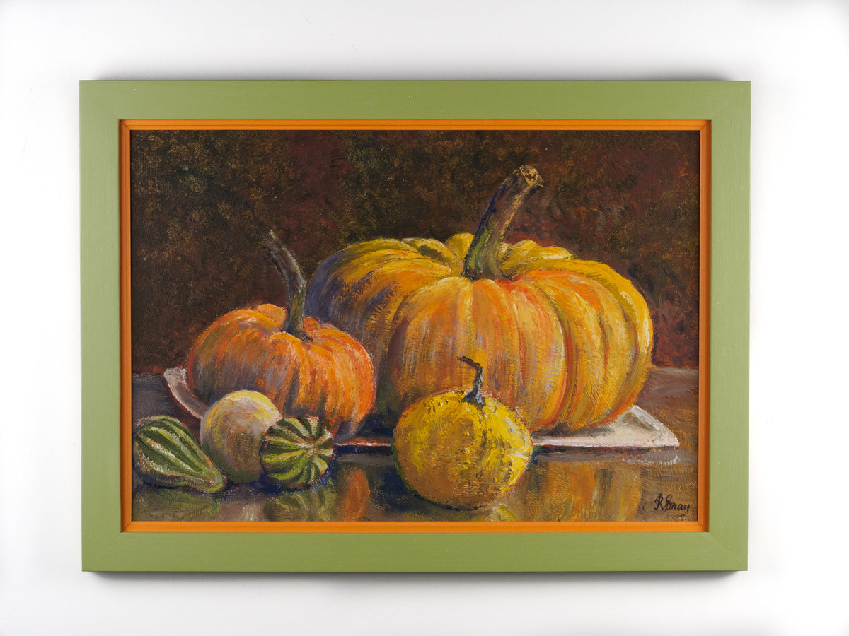 England: pumpkin oil painting (framed)
