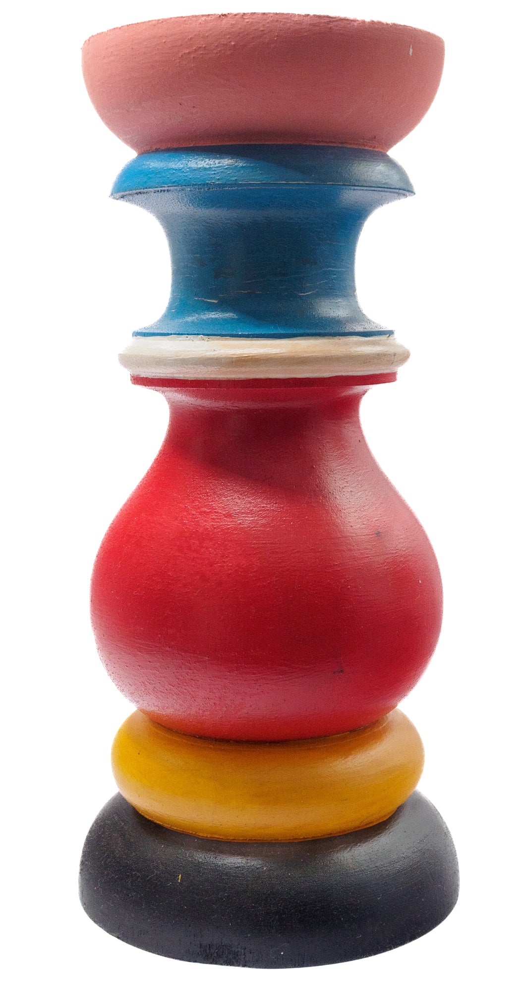Sri Lanka: hand-painted, wooden, circular candle holder (medium)
