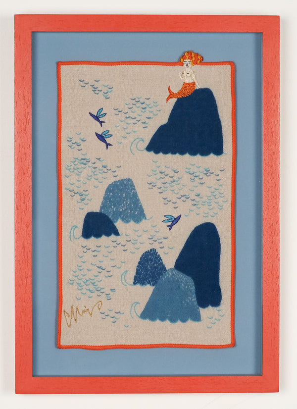 Japan: textile in mermaid design (framed)