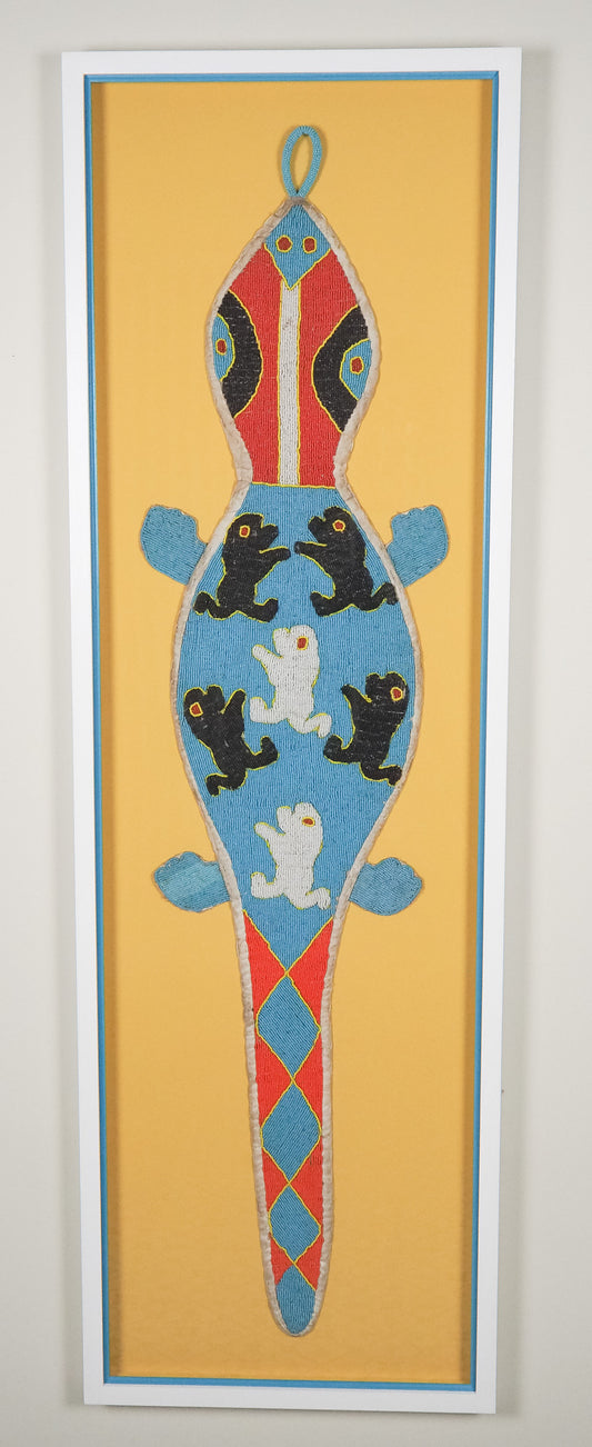 Namibia: beaded gecko wall hanging (framed)
