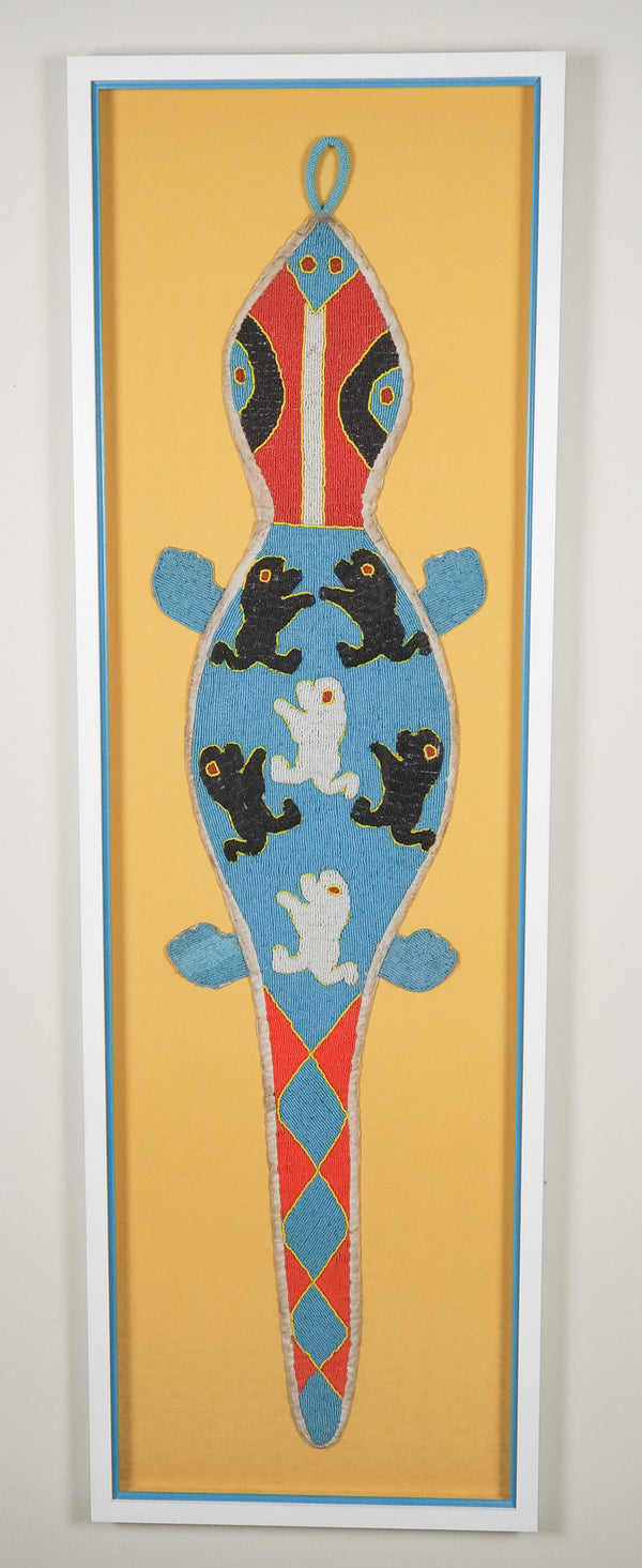 Namibia: beaded gecko wall hanging (framed)