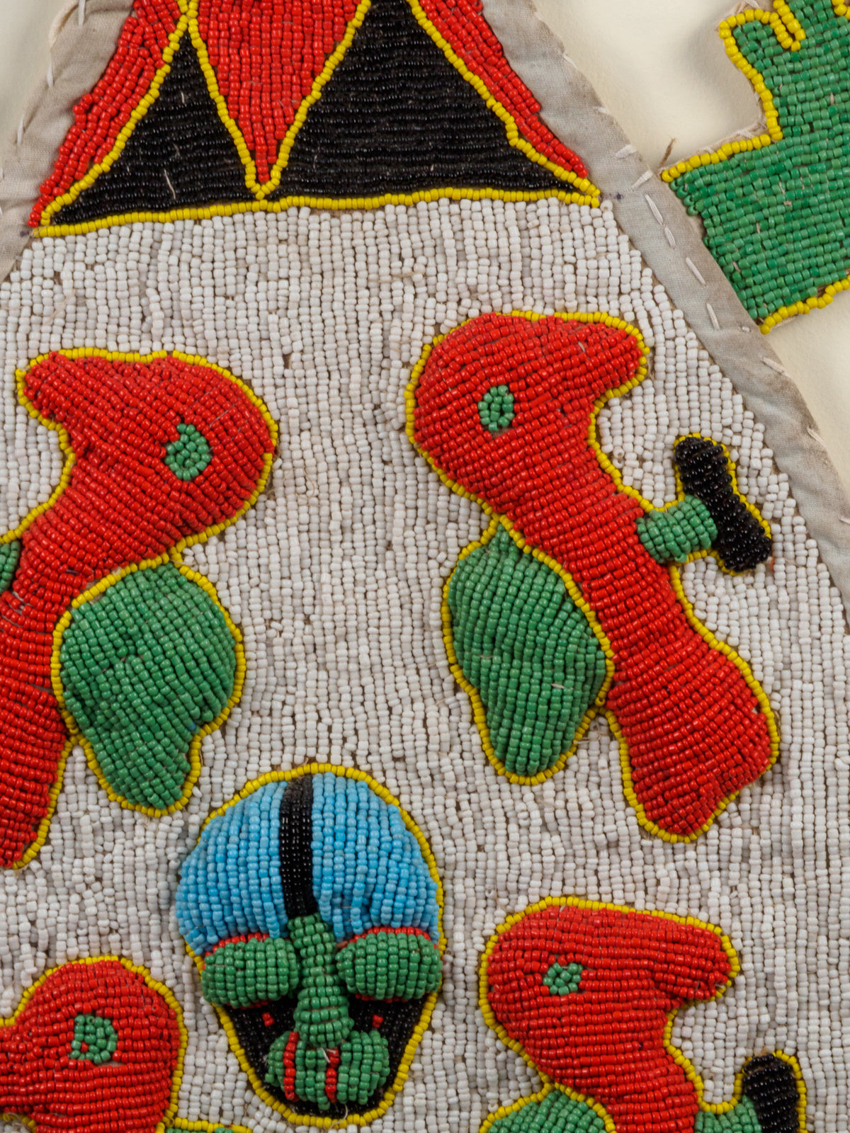 Namibia: beaded gecko wall hanging, red and green (unframed)